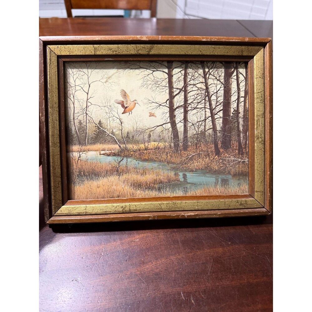 Vintage 1970s Framed Art 9.5x 8